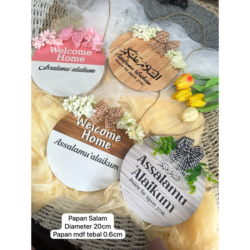 Rubby Walldeco Bulat Assalamualaikum/ Home sweet Home/ Hiasan Pintu Hiasan Dinding
