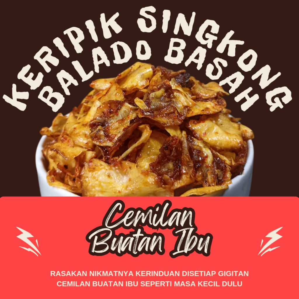 

Keripik Singkong Balado Pedas Asam Manis cemilan Buatan Ibu Dengan 100% Cabai Asli