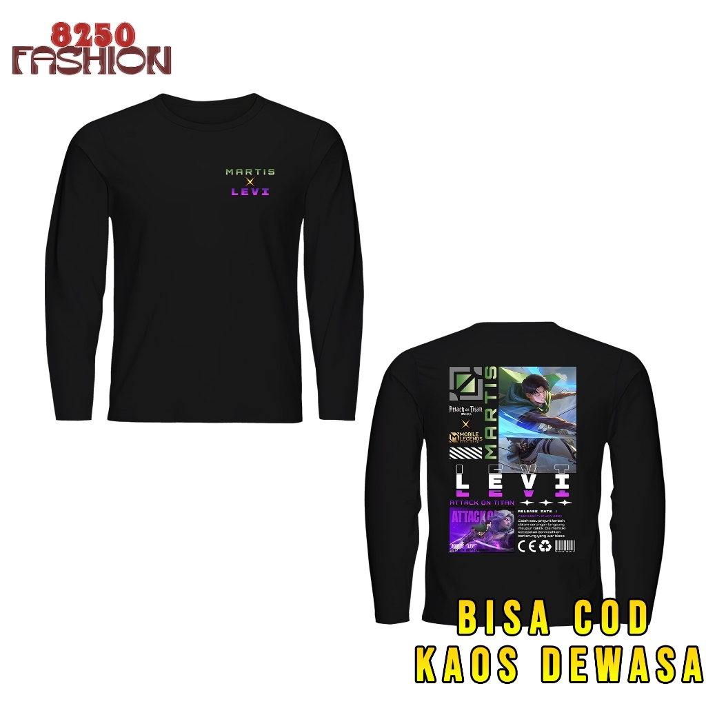 Kaos Mobile Legend X Attack On Titan - Martis Levi Ackerman AOT - Kaos ML Martis Fighter - Kaos Pria