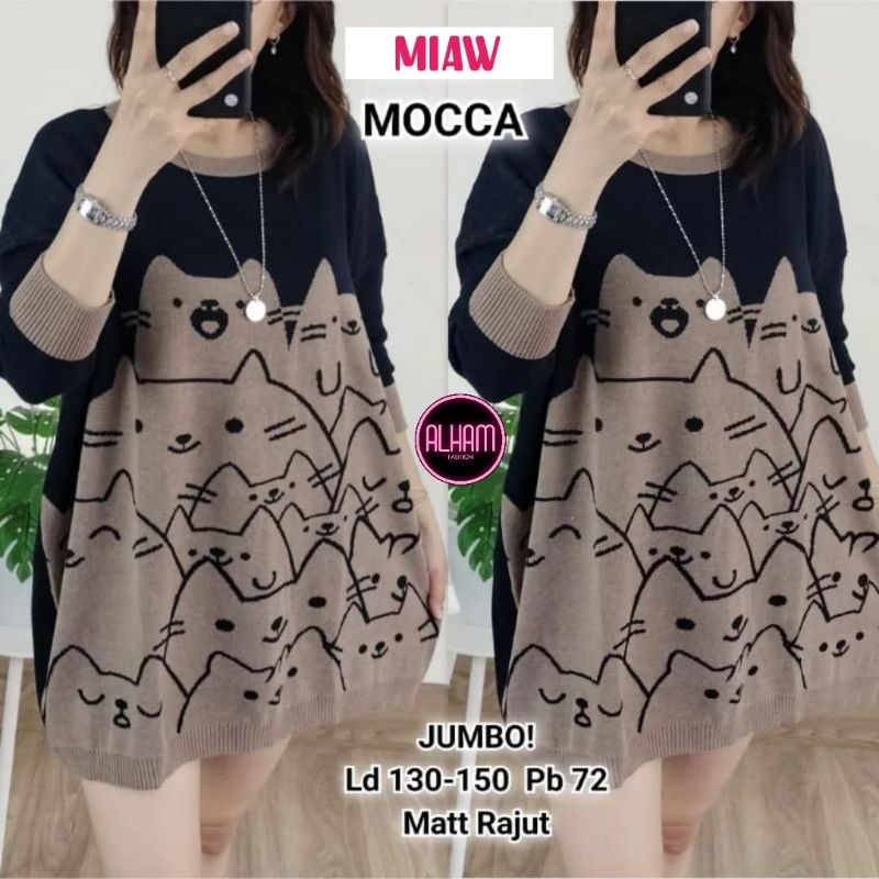 ATASAN BLOUSE JUMBO/MIAW/BLOUSE TOP WANITA RAJUT JUMBO LD 150 CM FIT XXXXL
