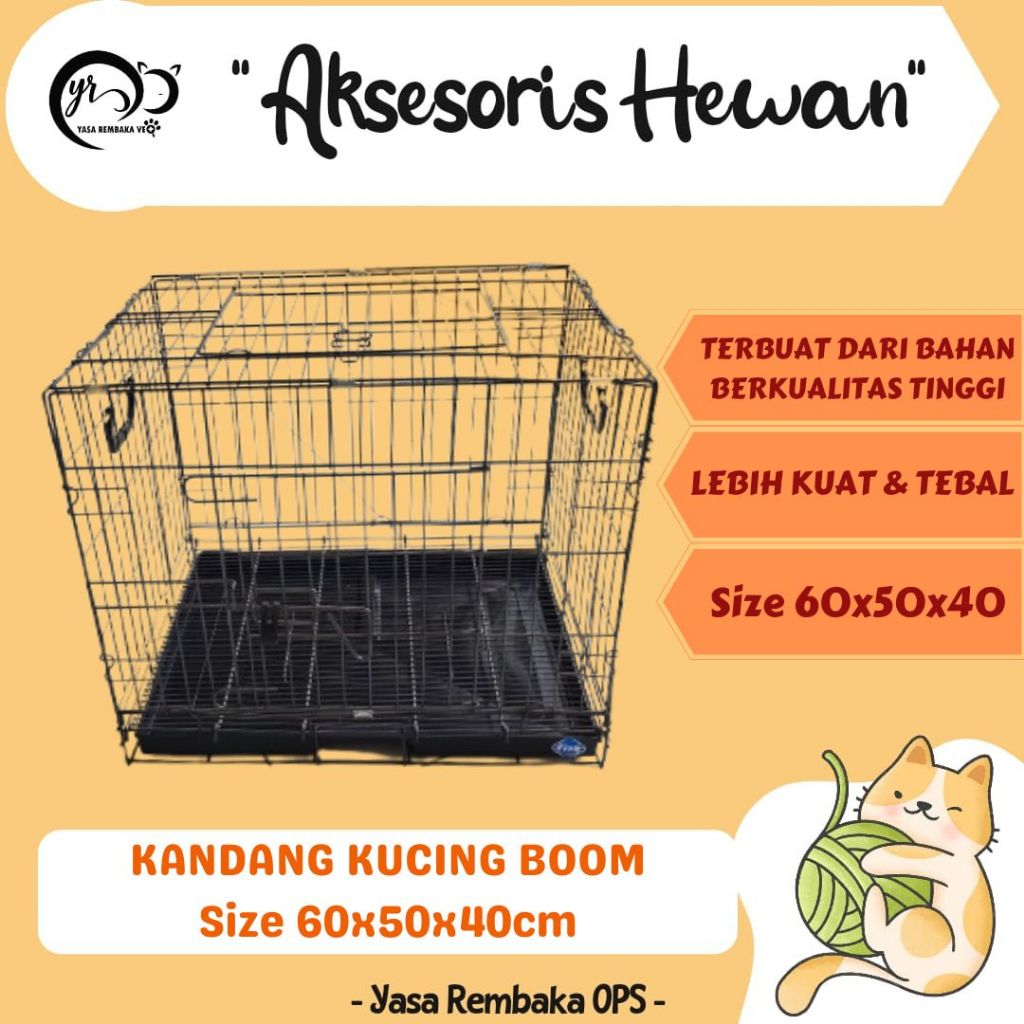 KANDANG KUCING BOOM 60cm x 50cm x 40cm - Kandang kucing Merk BOOM