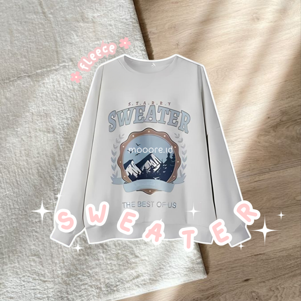 Sweater Foruyes Oversize Wanita Korean Style Hijab Friendly Fleece Kekinian - M11