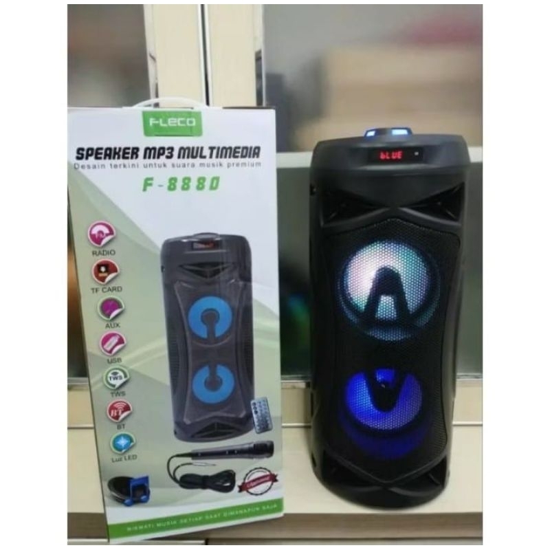 Speaker Bluetooth Karaoke FLECO F-888D Plus Mic Original