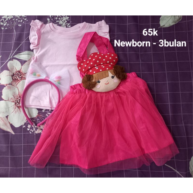 baju bayi boneka warna pink