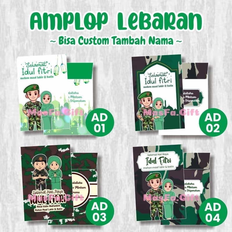 

[ISI 10 BIJI] Amplop Lebaran TNI Idul Fitri Bisa Custom - Tersedia Harga Grosir | Amplop Custom Kecil Lebaran TNI Custom