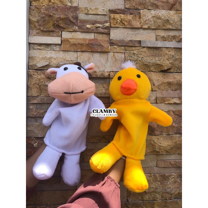 Boneka Tangan Muppet Hewan 30cm | Boneka Dongeng Mainan Edukasi Mulut Gerak
