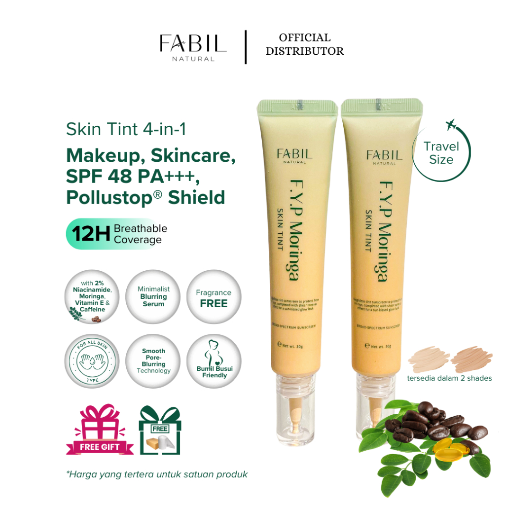 Fabil Skin Tint Sunscreen SPF45 PA+++ Glow Finish 30gr – No Whitecast, Blue Light Protection