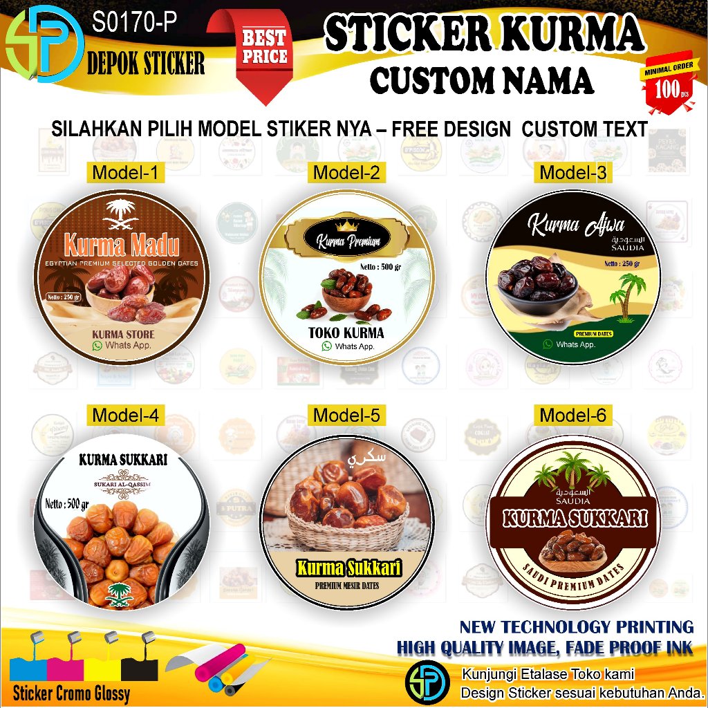 

Stiker Kurma | Kurma Sukkari, khalas, Ajwa, Golden Valley