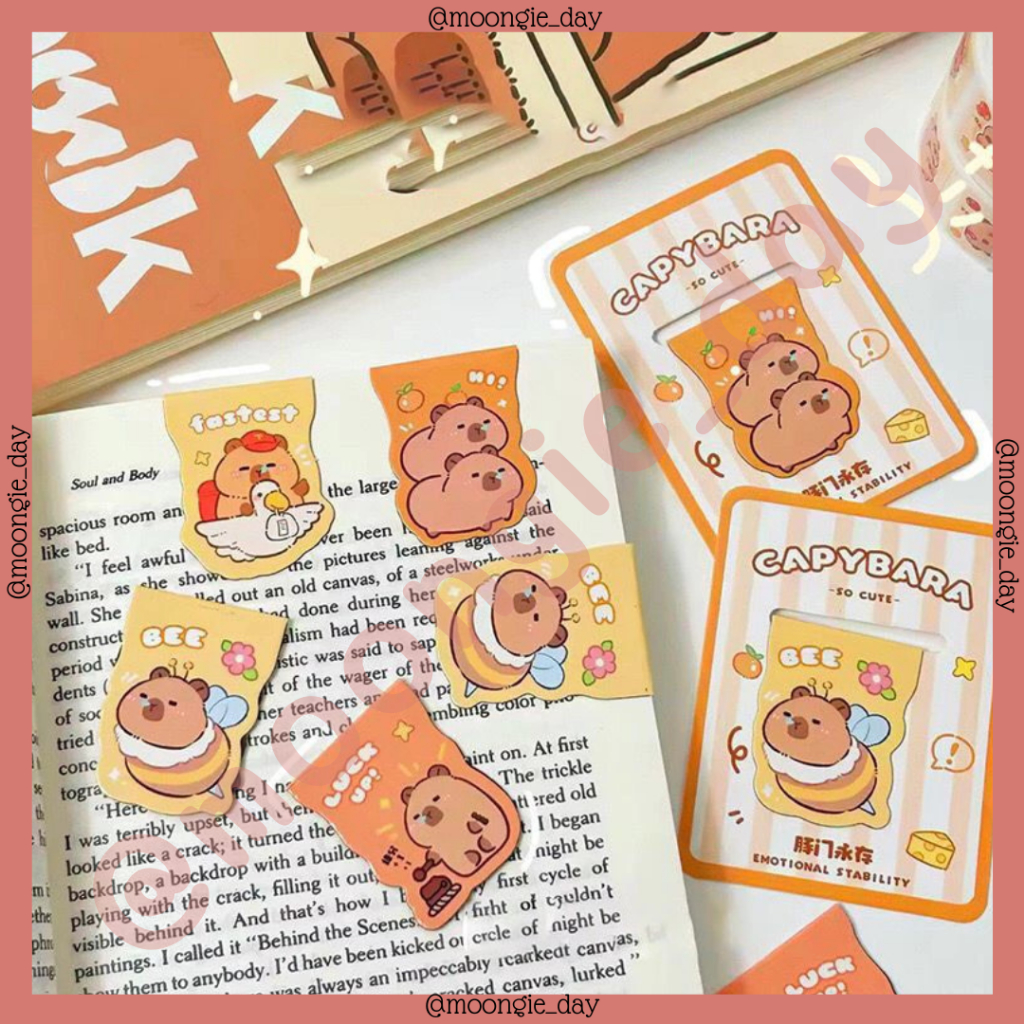 

1 PCS/SET MAGNETIC BOOKMARK TEMA EMOTIONAL STABILITY CAPYBARA ANIMAL LUCU MURAH DIY DIARY CUTE HEWAN PENANDA BUKU MAGNET
