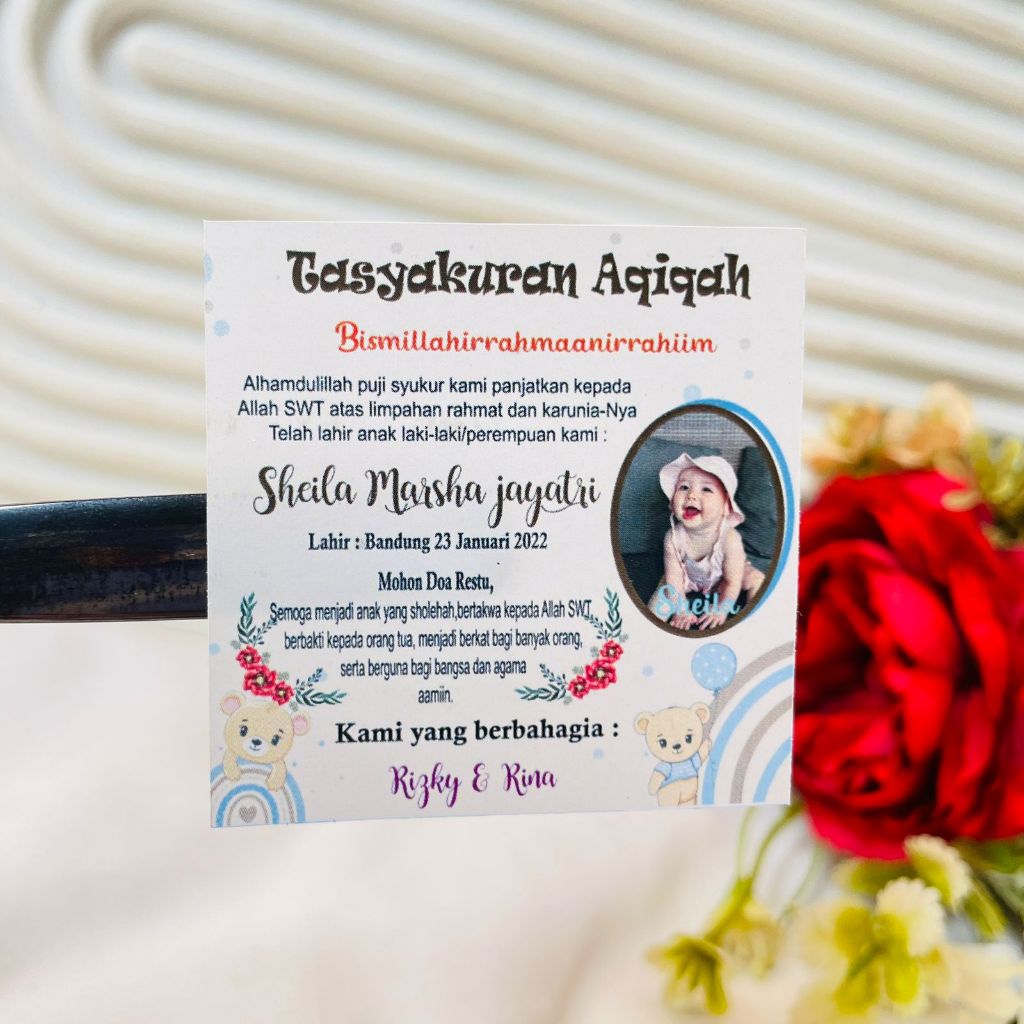 

2-4 Threemind Stiker Tasyakuran Aqiqah Bayi Sticker Syukuran Aqiqah Acara Aqiqah Anak Kotak Uk.Kecil