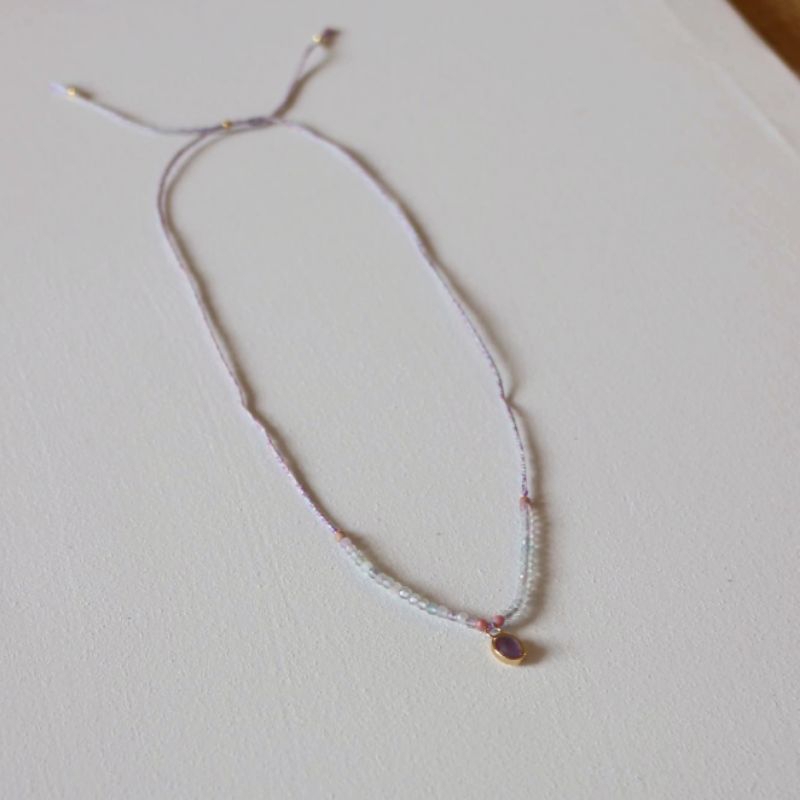 lalalandspace - Vega Necklace - kalung benang natural gemstone gold filled