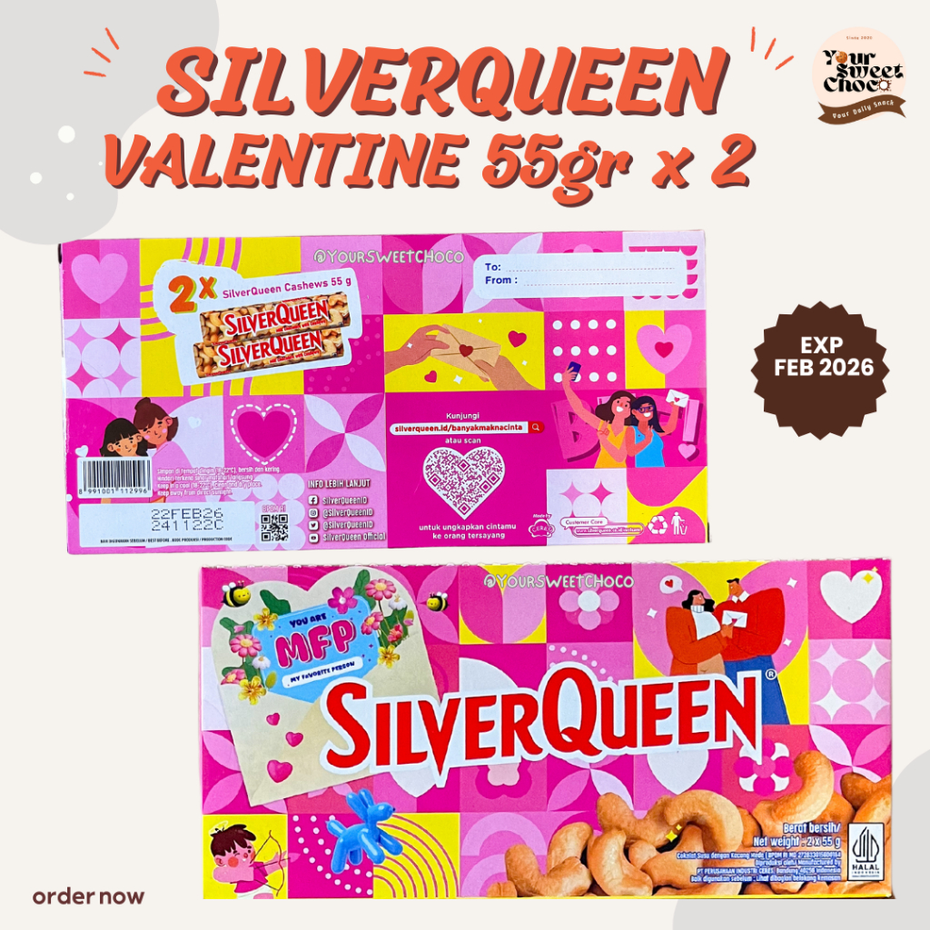 

SILVERQUEEN PAKET GIFT (55gr x 2pcs) - BISA REQUEST TAMBAH CATATAN/PESAN