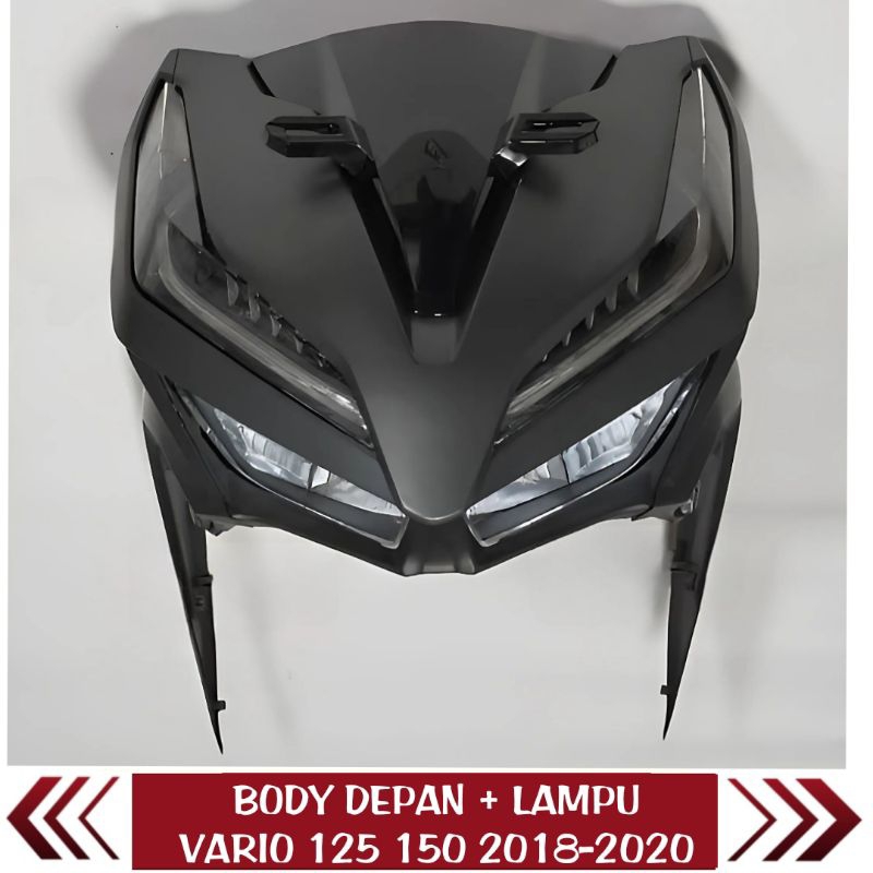 WIN Paket Body Depan Vario 125 150 Led New K59J 2018-2021 Warna Hitam Doff Plus Lampu Depan Set