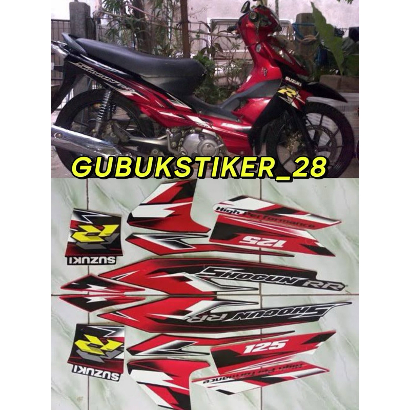 STRIPING STIKER LIS BODY MOTOR SUZUKI SHOGUN RR TAHUN 2008 MERAH HITAM