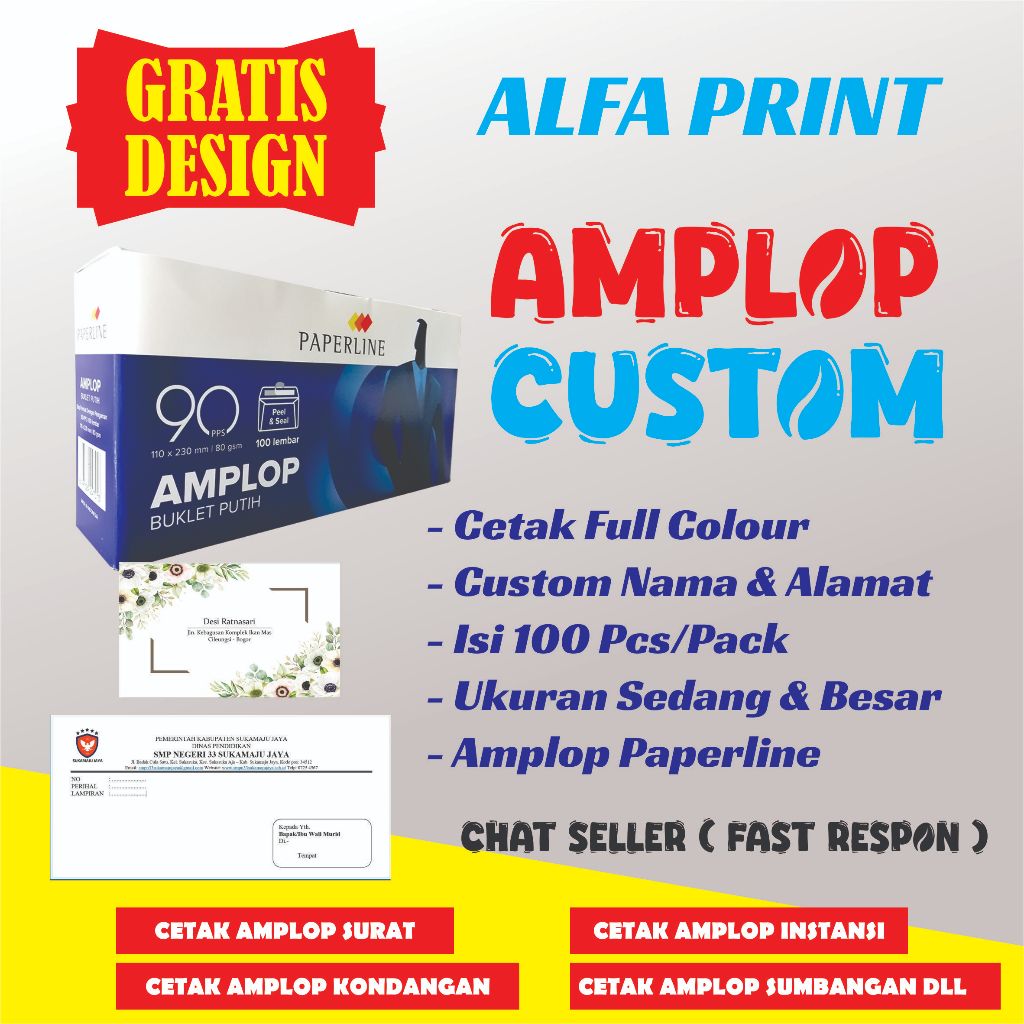 Amplop Desain Custom / Cetak Amplop Custom / Amplop Instansi / Amplop Kondangan