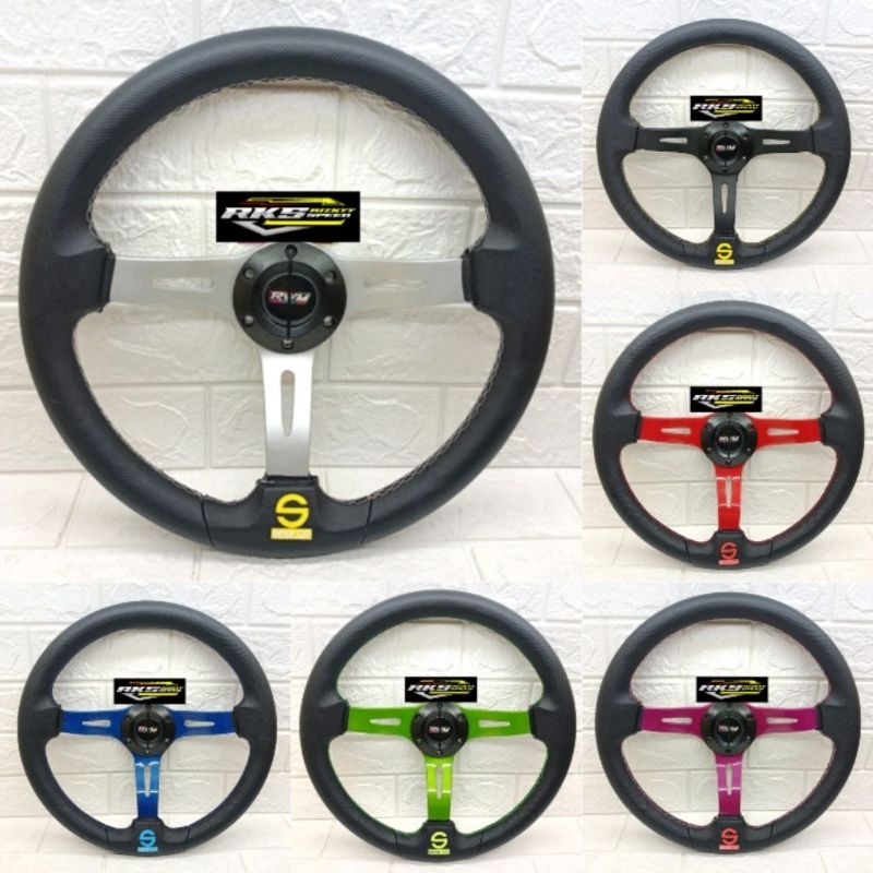 Setir mobil racing universal semua mobil 14'inci model polos tulisan Sparco bawa Setir racing univer