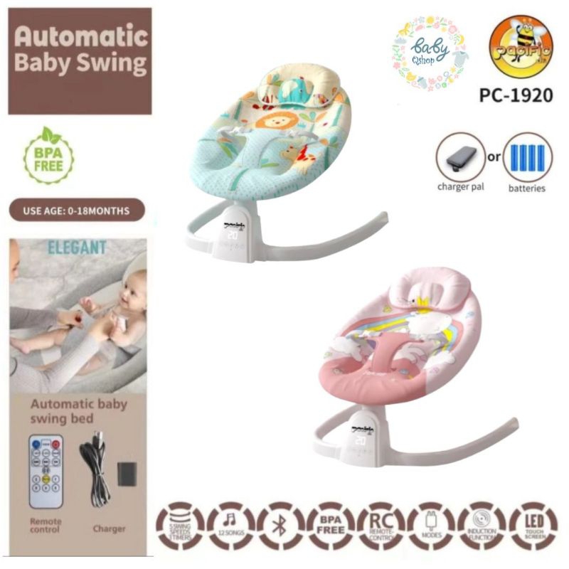 Pacific baby swing bed ayunan bayi otomatis elektrik battery charge ada kelambu kanopi anti nyamuk r