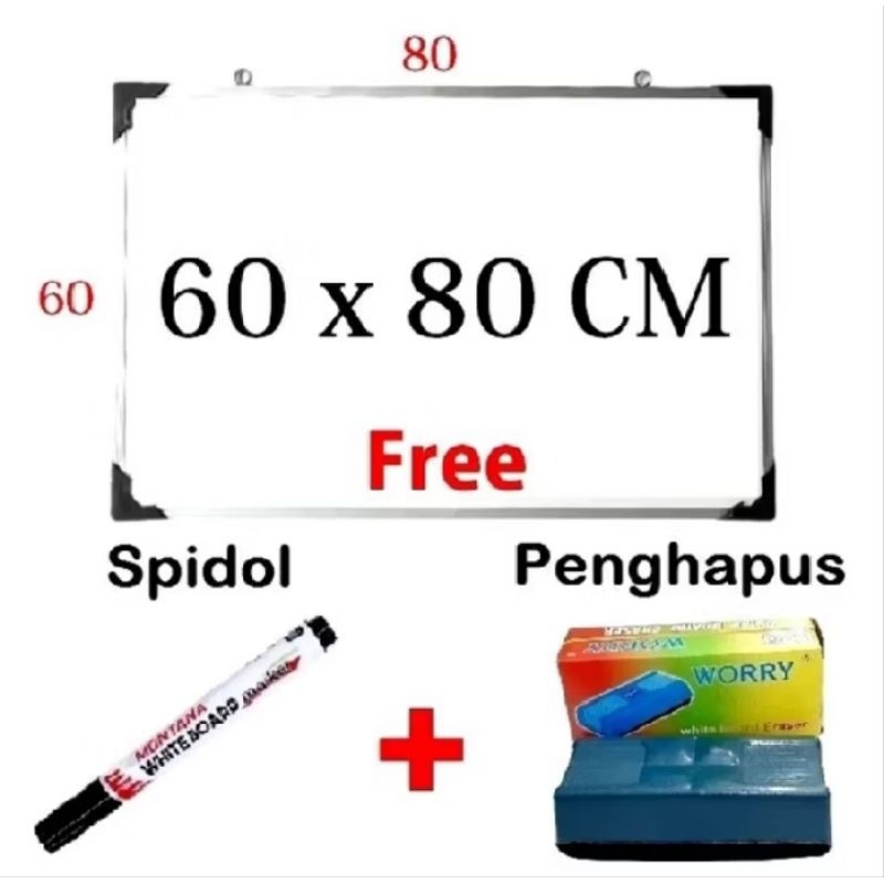

PAPAN TULIS WHITEBOARD 60X80 BONUS SEPIDOL DAN PENGHAPUS