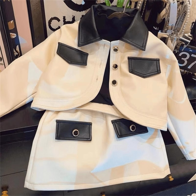 dailykids setelan Rok kulit bw import anak perempuan