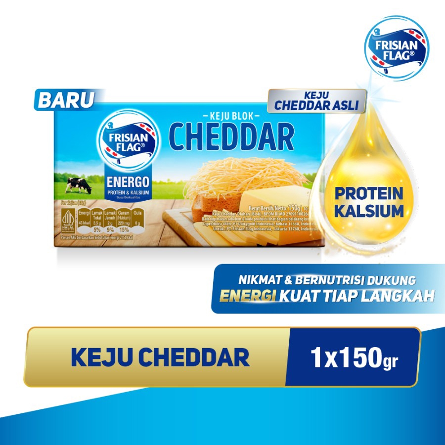 

Frisian Flag Keju Cheddar Blok batang cheese 150g 150 gram