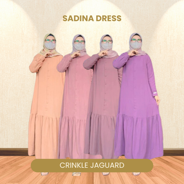 SALE Dress Gamis Sadina Basic Polos Crinkle Jacquard Olivia MJ