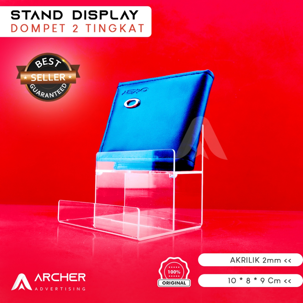 

STAND DISPLAY DOMPET 2 TINGKAT AKRILIK BENING 2 mm