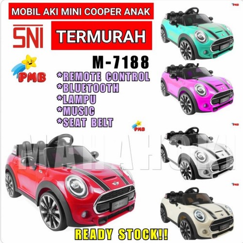 Termurah Mobil Aki Anak Remot Mobil Aki Anak Mini Cooper M7188 Mortein M 7188 12volt 2mesin Ban Kare