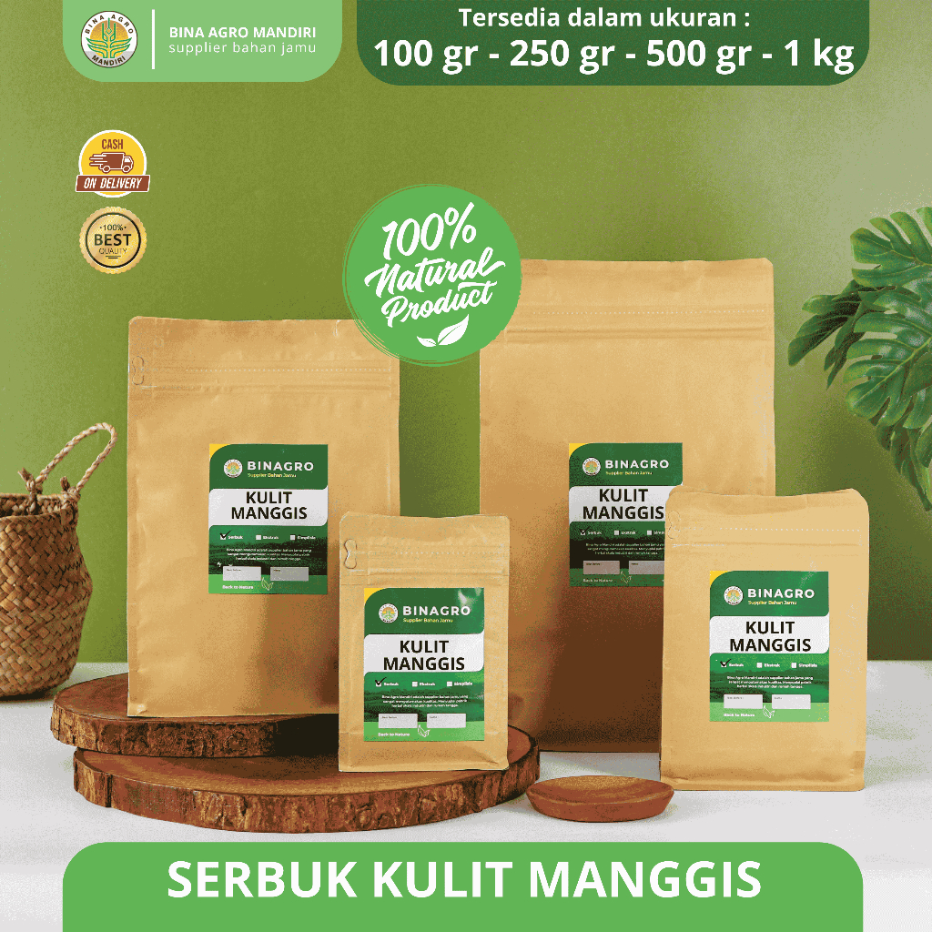 

KULIT MANGGIS Serbuk Bubuk Kulit Manggis Murni Tanpa Campuran Premium Binagro