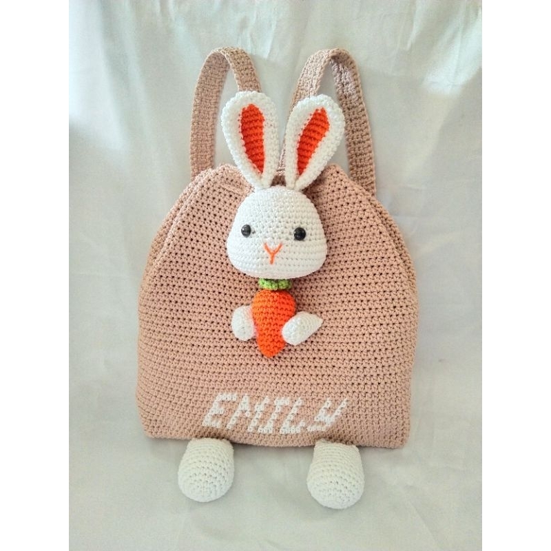 tas gendong anak rajut bunny/tas anak/tas rajut