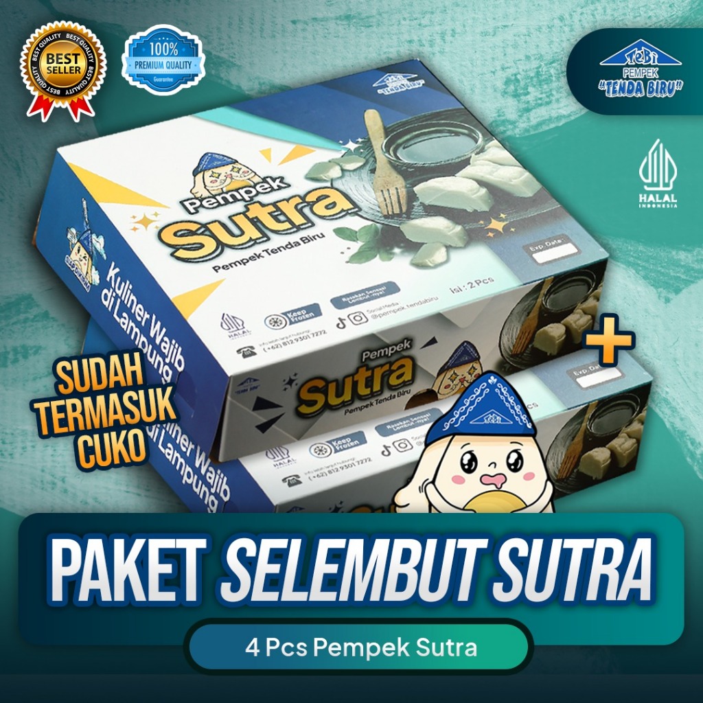 

Pempek Tenda Biru | Paket Selembut Sutra | 4 Pempek Sutra + Cuko - Oleh oleh Lampung