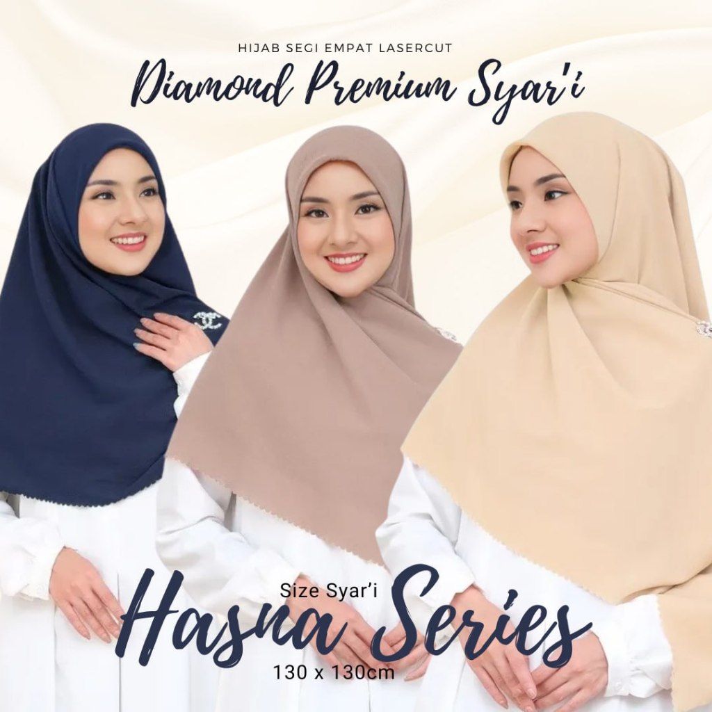 Hijab Segi Empat Lasercut Diamond Premium Syar'i Hasna Series