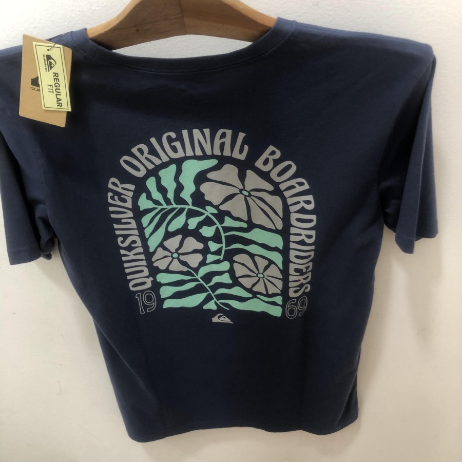kaos pria quiksilver original floral arch navy