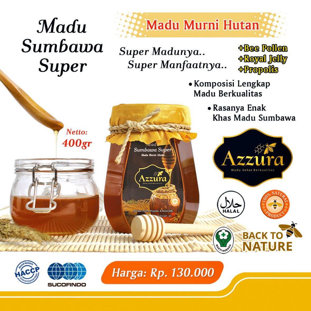 

Madu Azzura Madu Hutan Sumbawa Asli Raw Honey 200gr