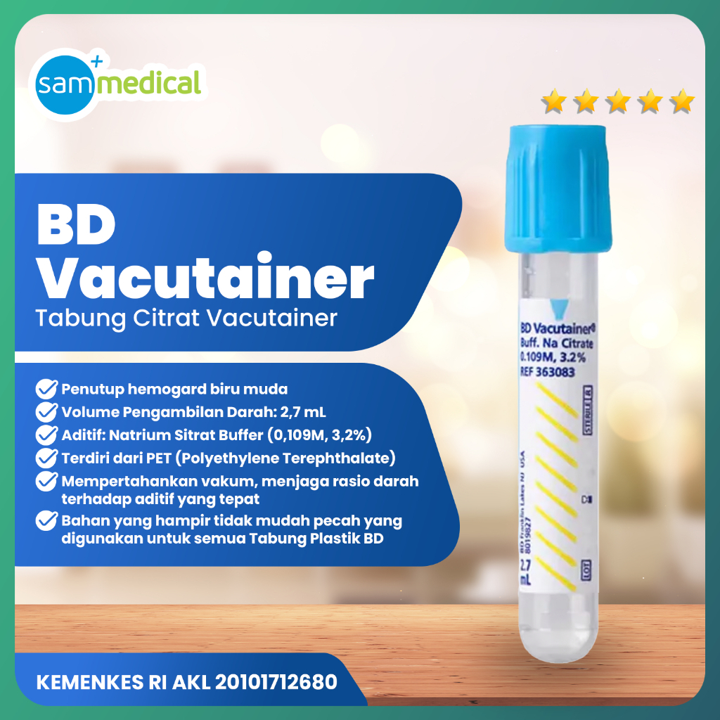 BD Vacutainer Sodium Citrat 2.7 mL / Blood Collection Tube Sodium / Tabung Koagulasi