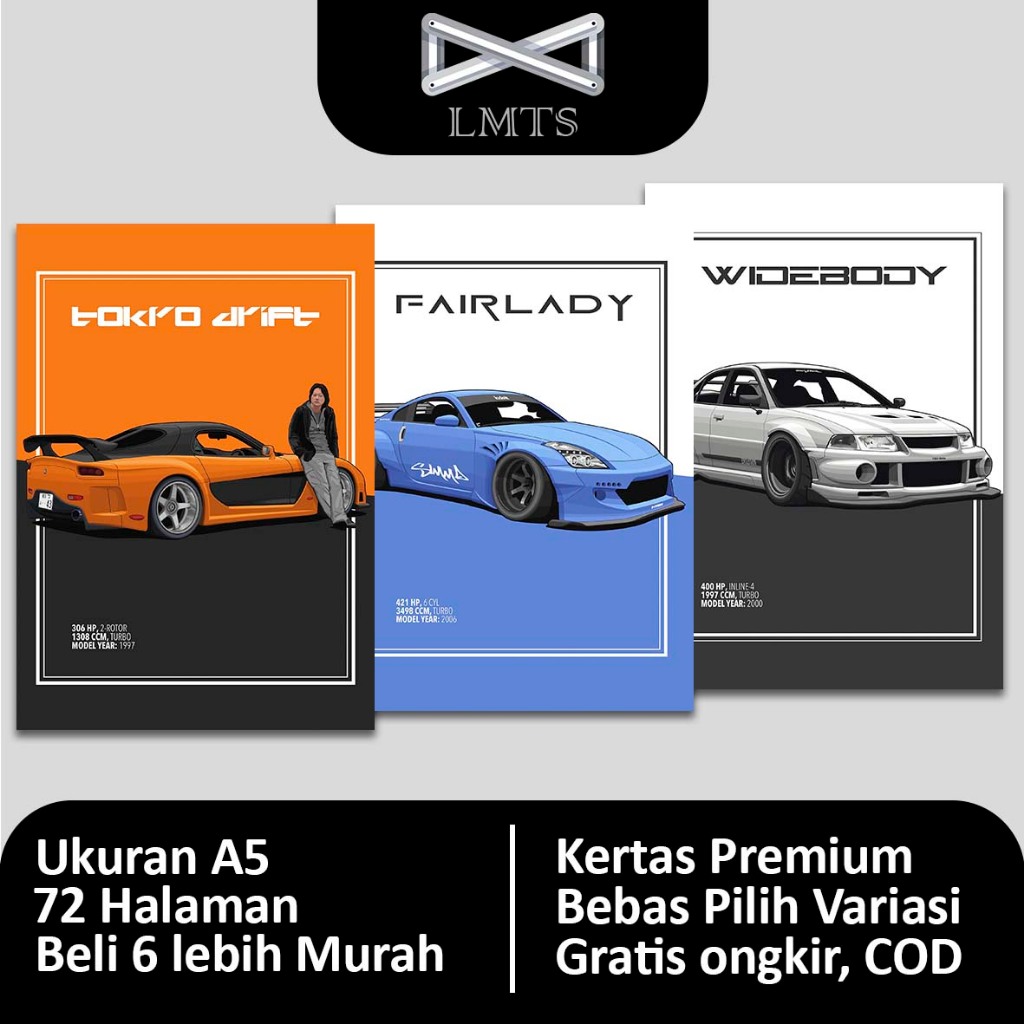 

[Grosir] Buku Tulis MOBIL JDM [2B] A5