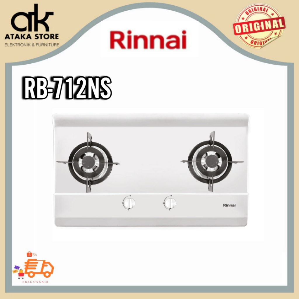 rinnai 2 tungku 712ns kompor tanam stainless