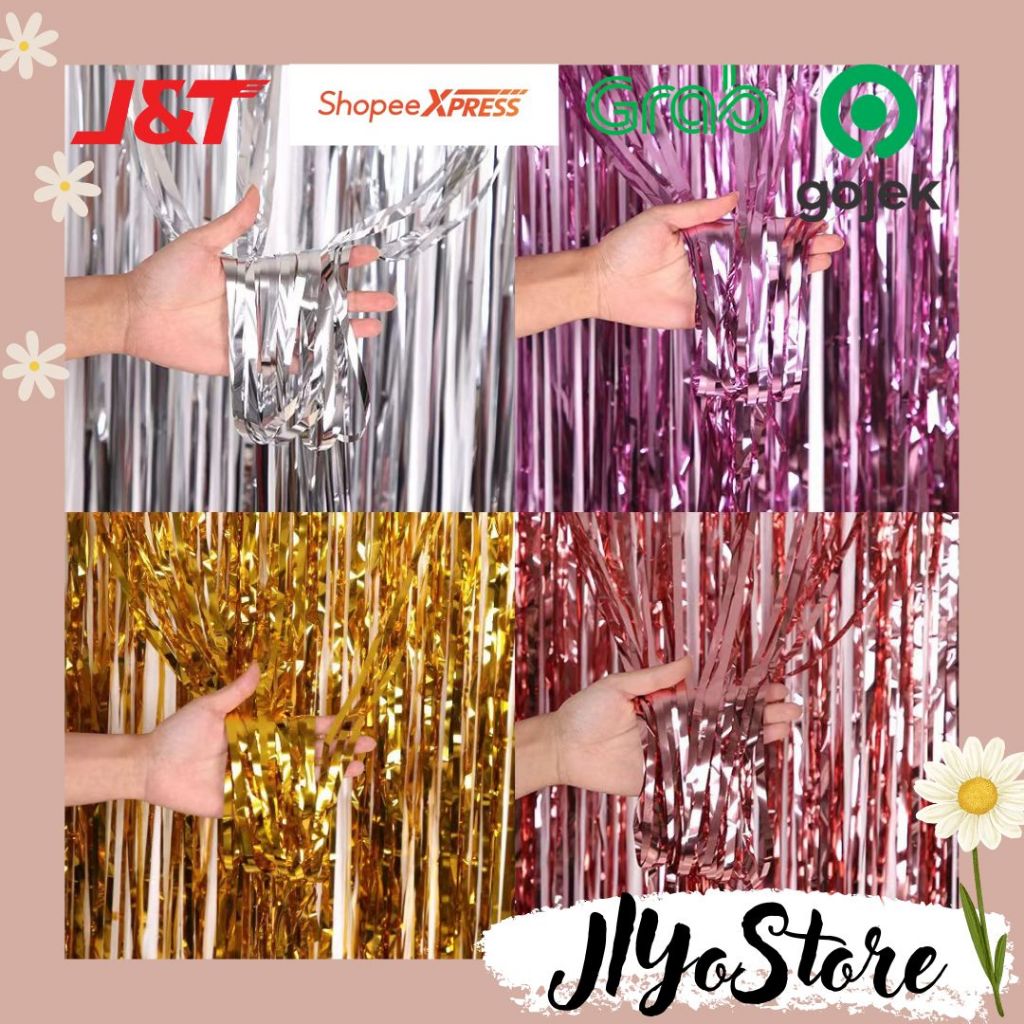 Tirai Foil 1 x 2 Meter Rumbai Dekorasi Pesta Ulang Tahun