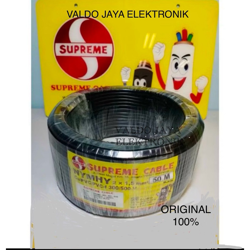 SUPREME Kabel Listrik Hitam Serabut NYYHY 2x1.5 Kabel Hitam Serabut Suprime