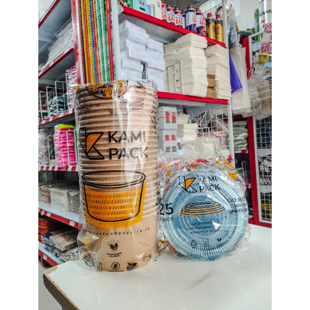Paper Bowl Kraft + Tutup (800ml) / Mangkok Kertas Bakso / Rice Bowl Paper