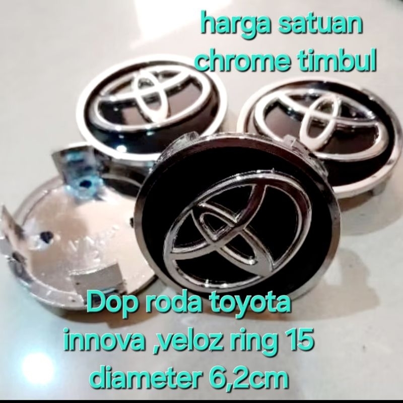 dop roda chrome timbul tutup as roda tutup velg toyota veloz innova ring 15 diameter 6,2