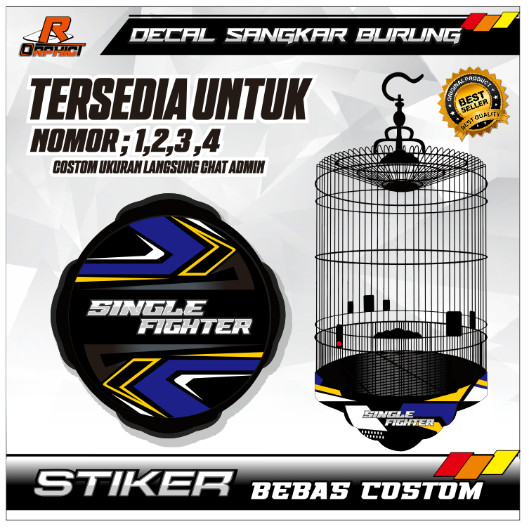STICKER DECAL SANGKAR KANDANG BURUNG MURAI STIKER MURAH UKURAN BESAR KECIL NO 1 2 3 UNTUK MURAI merk