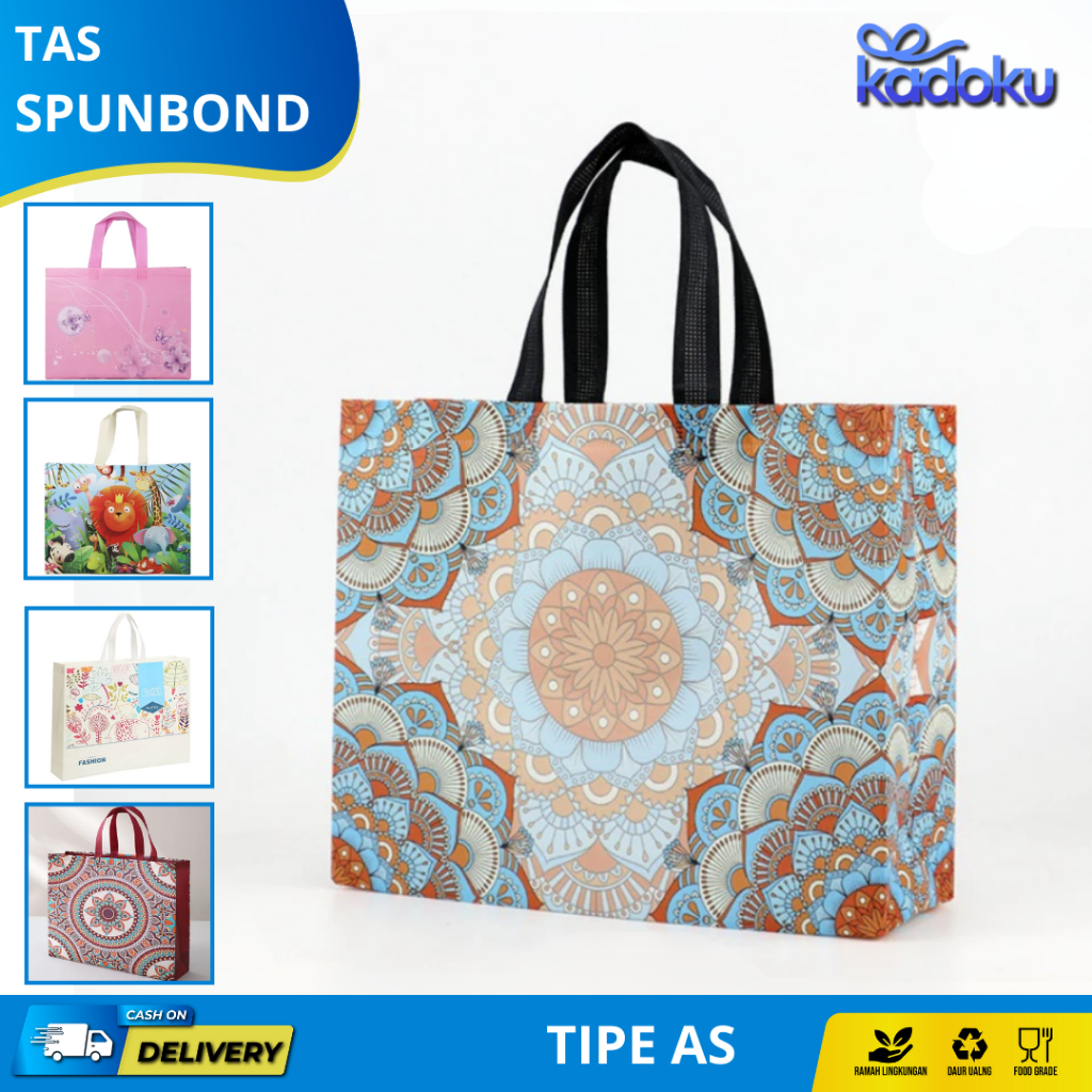 

Tas Belanja / Tote Bag Spunbond Kain Motif Premium Kantong Jumbo Tas Kado Gift I Kantong Belanja
