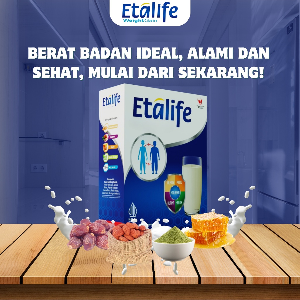 

Etalife Weight Gain Susu Penggemuk Tambah Berat Badan Pria Wanita Anak Ideal Sehat Alami BPOM Aman