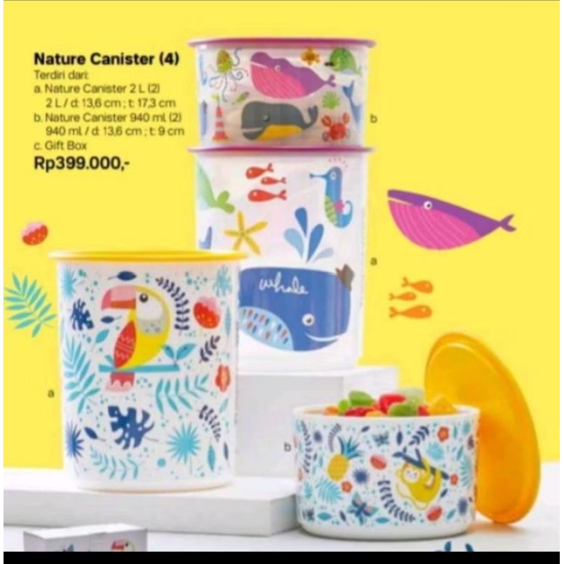Nature canister set tupperware / toples tupperware set isi 4