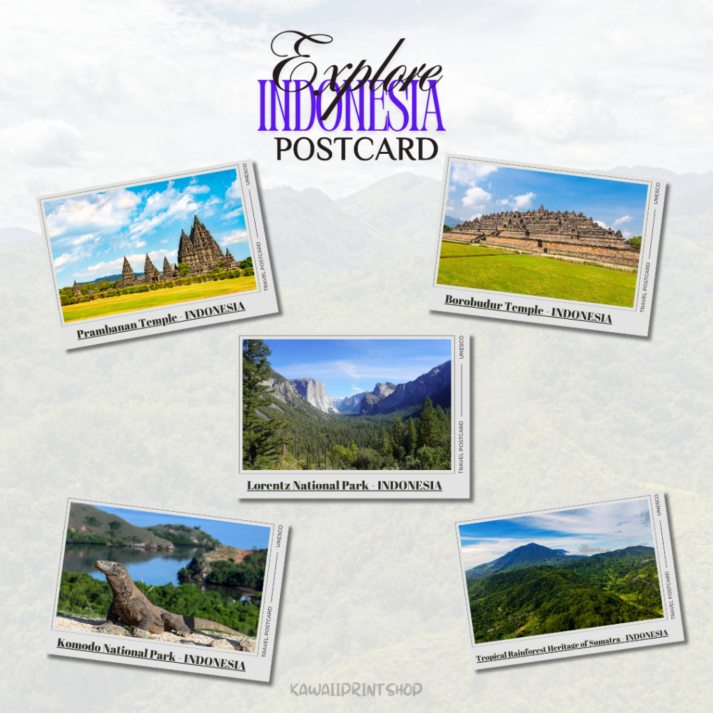 

UNESCO SITES POSTCARD | Kartu Pos Unesco Indonesia | Kartupos Wisata Unesco Indonesia Heritage | Kartu Postcar Unesco Postcrossing