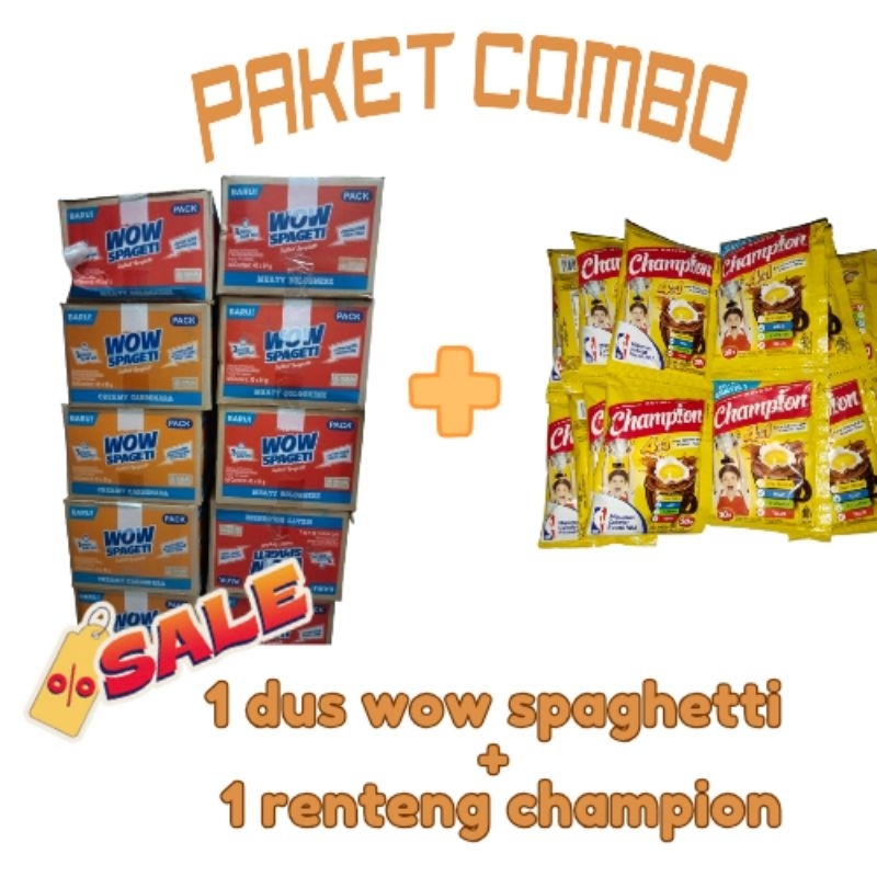 

WOW spaghetti 1 dus + 1 renteng champion