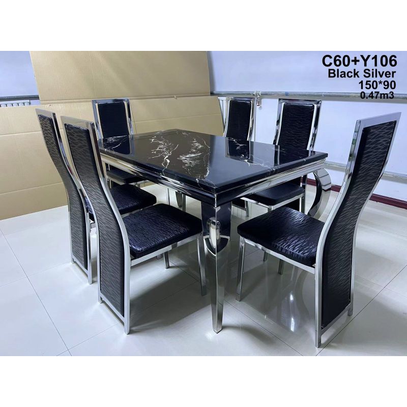 meja makan marmer 6 kursi
