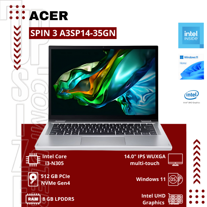 Acer Aspire Spin 3 A3SP14-31PT-35GN Core i3-N305 8GB 512GB 14" W11