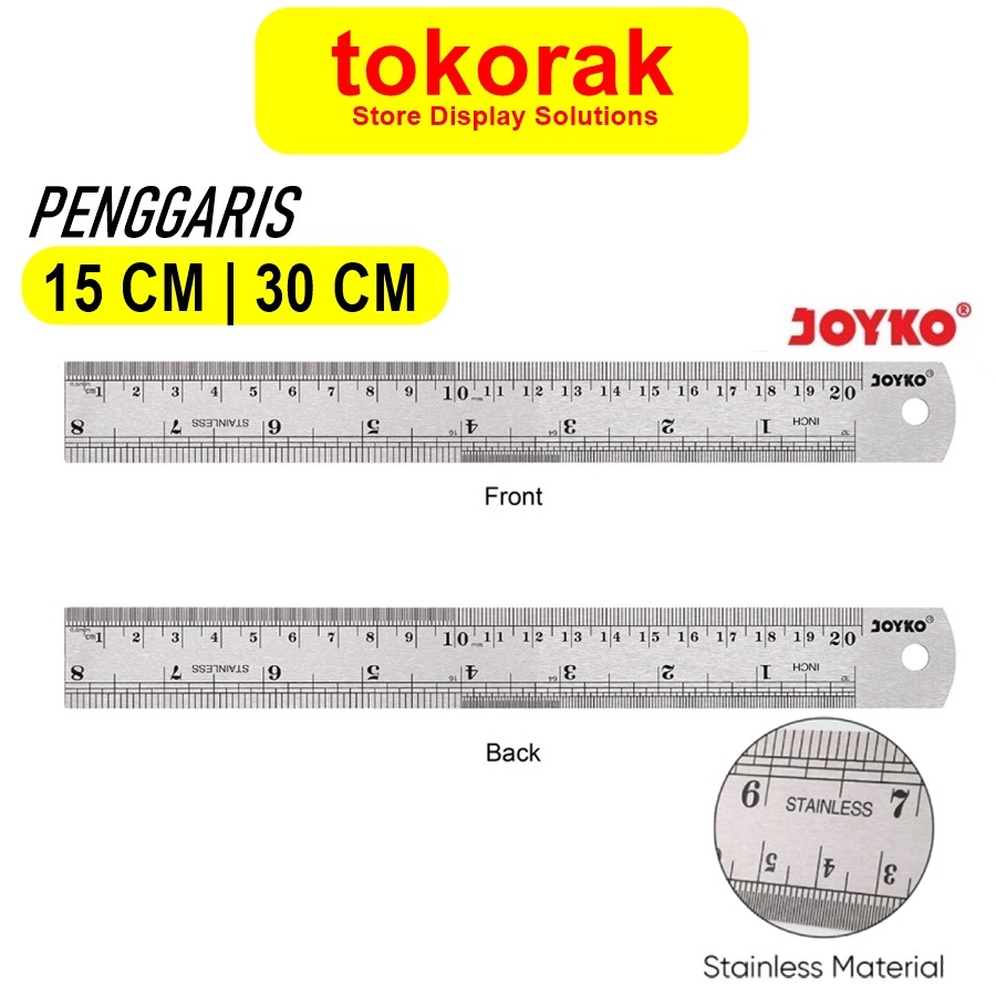 

PENGGARIS BAJA TAHAN KARAT 15CM 30CM JOYKO STAINLESS STEEL RULER PENGGARIS BESI 15 30 CM