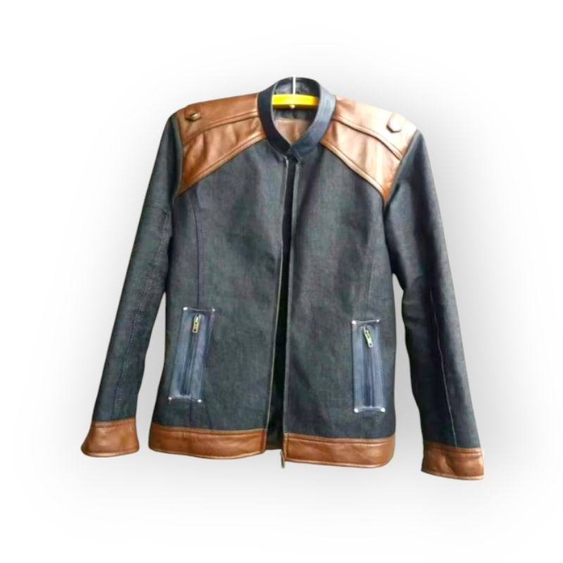 Jaket kulit kombinasi  jaket kulit domba asli Garut jaket jaket kulit variasi kulit dan bahan